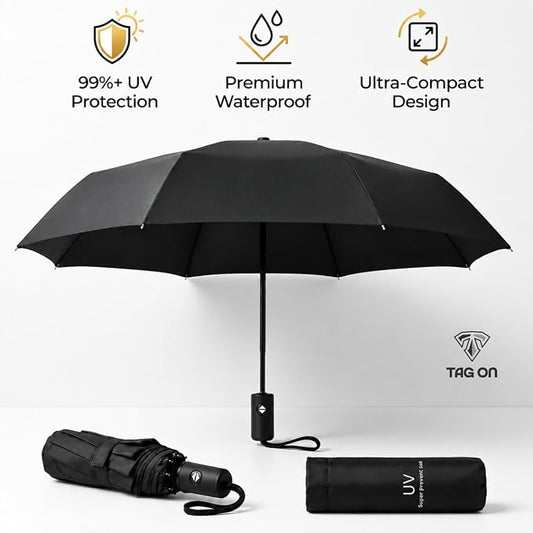 Umbrella, UV Big Size Umbrella for Sun Protection Rain Windproof Strong Large 3 Fold For Men Women Kids Boys Girls Perfect & Stylish Windproof & Compact