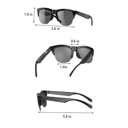 Smart Glasses Wireless Bluetooth Square Sunglasses Open Ear Music&Hands-Free Calling,for Men&Women,Polarized Lenses,Ip4 Waterproof,