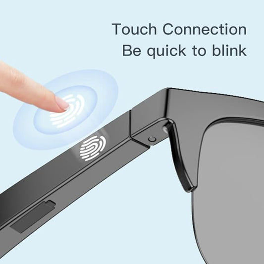 Smart Glasses Wireless Bluetooth Square Sunglasses Open Ear Music&Hands-Free Calling,for Men&Women,Polarized Lenses,Ip4 Waterproof,