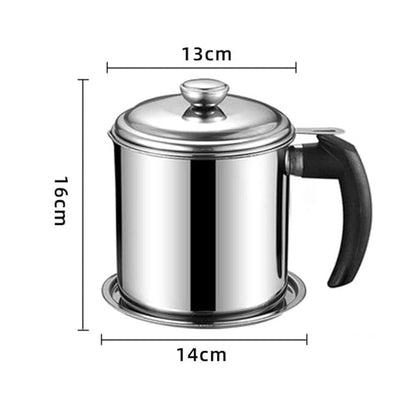 Oil Strainer Pot Grease Can - Stainless Steel Cooking Grease Container, Reuse Oil Storage (Best Oil Shaver) Can Container with Removable Filter Anti-Scalding Handheld, Lid for Cooking