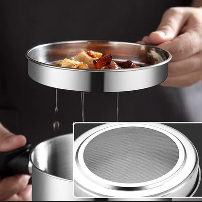 Oil Strainer Pot Grease Can - Stainless Steel Cooking Grease Container, Reuse Oil Storage (Best Oil Shaver) Can Container with Removable Filter Anti-Scalding Handheld, Lid for Cooking