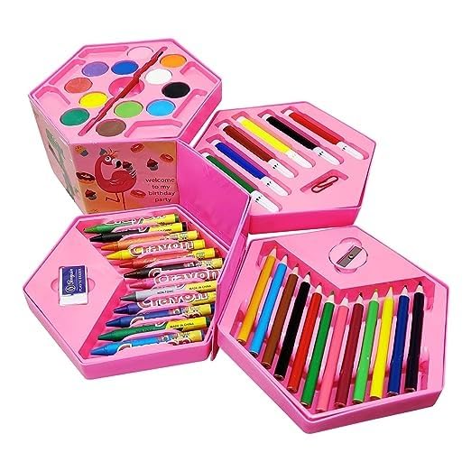 Colors Box Color Pencil,Crayons, Water Color, Sketch Pens Set Of 46 Pieces (Color & Design For Kids) Art Colour Kit Colours Box,, Ink_Multicolor