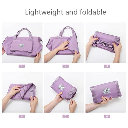 Oxford Fabric Large Capacity Travel Bag, Foldable Travel Bag, Expandable Travel Duffel Bag, Collapsible Waterproof Large Capacity Travel Handbag, Overnight Bag for Women, Purple