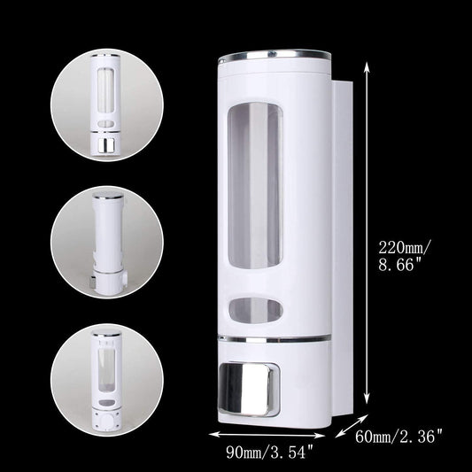 Wall Mounted Soap Shampoo Conditioner Handwash Gel Liquid Soap Sanitizer Dispenser for Bathroom Basin Kitchen Sinks (400 Ml, White)