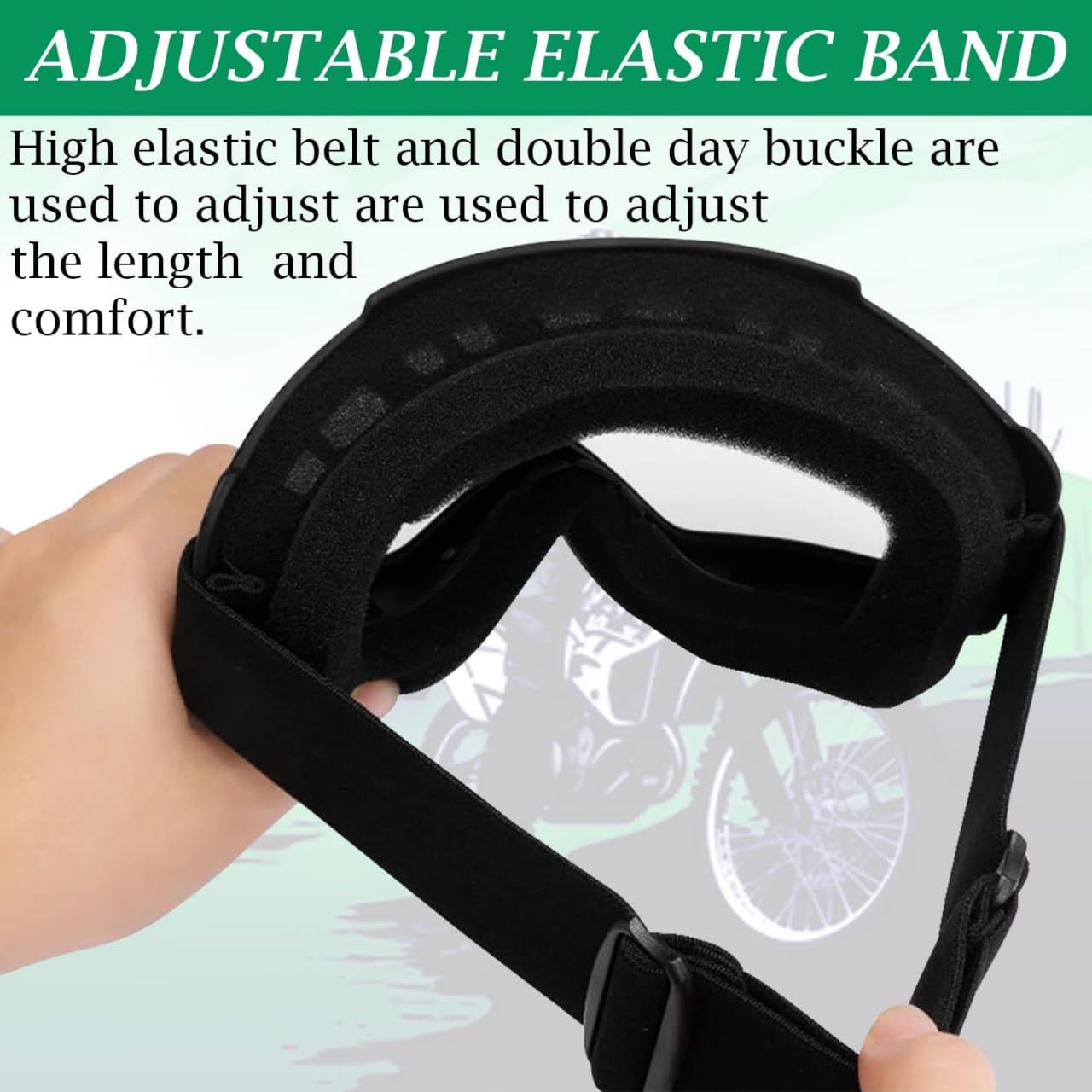 Goggle Mask - Anti-Scratch UV Protective Open Face Eyewear, Windproof Dirt Shield, Adjustable Strap, Soft Foam Padded, Detachable for Cycling, Bike, Racing, Unisex