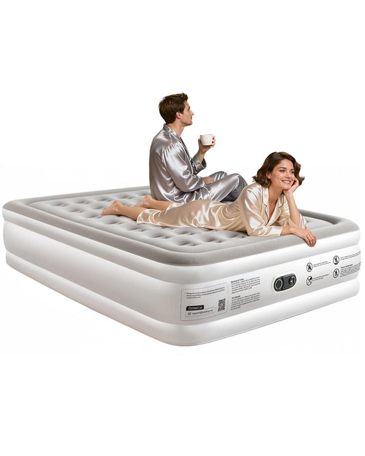 Premium Air Mattress with Built-in Pump – Double Air Bed in 3 Mins Self-Inflation/Deflation, 203x152x46cm, Soft Velvet Surface, Leak-Resistant Technology, for Guests, Travel & Camping