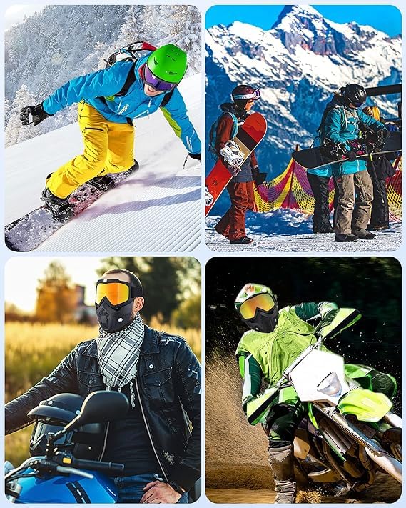 Goggle Mask - Anti-Scratch UV Protective Open Face Eyewear, Windproof Dirt Shield, Adjustable Strap, Soft Foam Padded, Detachable for Cycling, Bike, Racing, Unisex