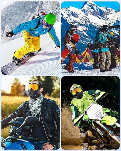 Goggle Mask - Anti-Scratch UV Protective Open Face Eyewear, Windproof Dirt Shield, Adjustable Strap, Soft Foam Padded, Detachable for Cycling, Bike, Racing, Unisex