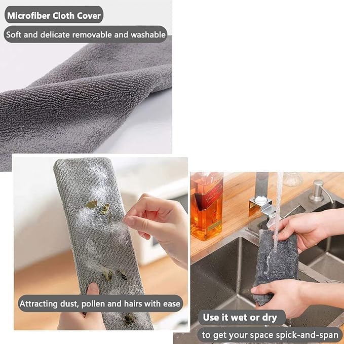 Emcgicc Retractable Gap Dust Cleaner, Microfiber Hand Duster, Under Fridge & Appliance Duster, Telescopic Dust Brush for Wet and Dry, Cleaning Tools for Home Bedroom Kitchen (1PCS)