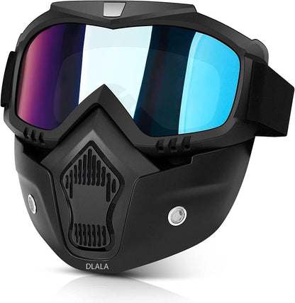 Goggle Mask - Anti-Scratch UV Protective Open Face Eyewear, Windproof Dirt Shield, Adjustable Strap, Soft Foam Padded, Detachable for Cycling, Bike, Racing, Unisex