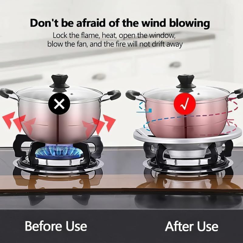 Gas Saver Burner Stand | Burner Stand | Gas Saver Jali | Windproof Gas Saver Stand | Gas Saving Ring | Gas Saver Round Burner Stand, Suitable For All Gas Stove (Dark Silvery, 1)
