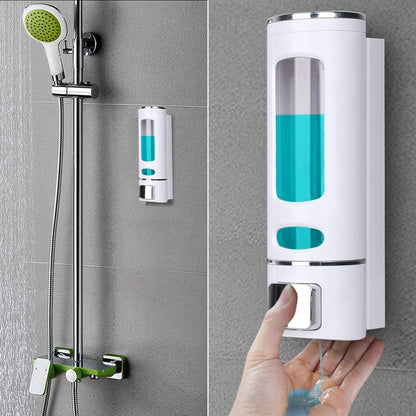 Wall Mounted Soap Shampoo Conditioner Handwash Gel Liquid Soap Sanitizer Dispenser for Bathroom Basin Kitchen Sinks (400 Ml, White)