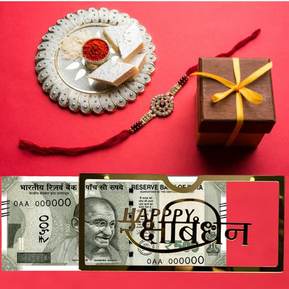 Rakhi Gift Envelope | Shagun Lifafa for ₹500 ₹200 ₹100 Note | Golden Raksha Bandhan Cash Cover for Brother Sister | Stylish Money Gift Box | Reusable Cash Gift Cover