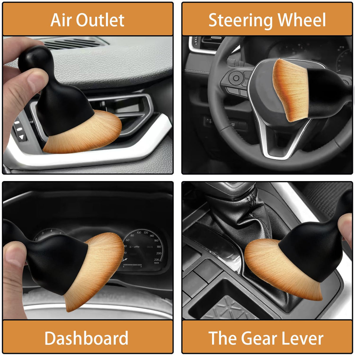 Car Interior Dust Brush,Auto Detailing Brushes,Soft Bristle Cleaning Brush,Car Detailing Brush Dusting Tool for Air Conditioner Vents, Leather,Leather,Scratch Free