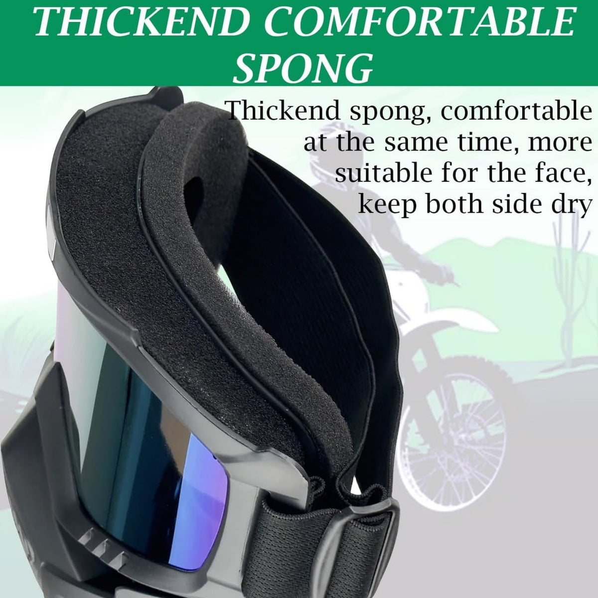 Goggle Mask - Anti-Scratch UV Protective Open Face Eyewear, Windproof Dirt Shield, Adjustable Strap, Soft Foam Padded, Detachable for Cycling, Bike, Racing, Unisex