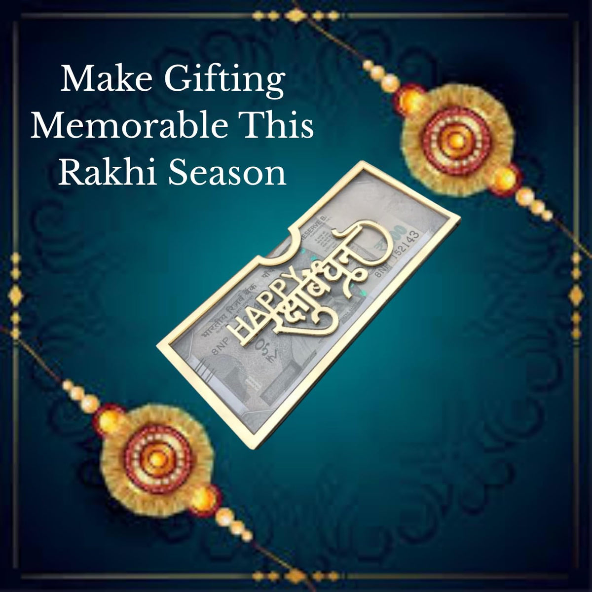 Rakhi Gift Envelope | Shagun Lifafa for ₹500 ₹200 ₹100 Note | Golden Raksha Bandhan Cash Cover for Brother Sister | Stylish Money Gift Box | Reusable Cash Gift Cover