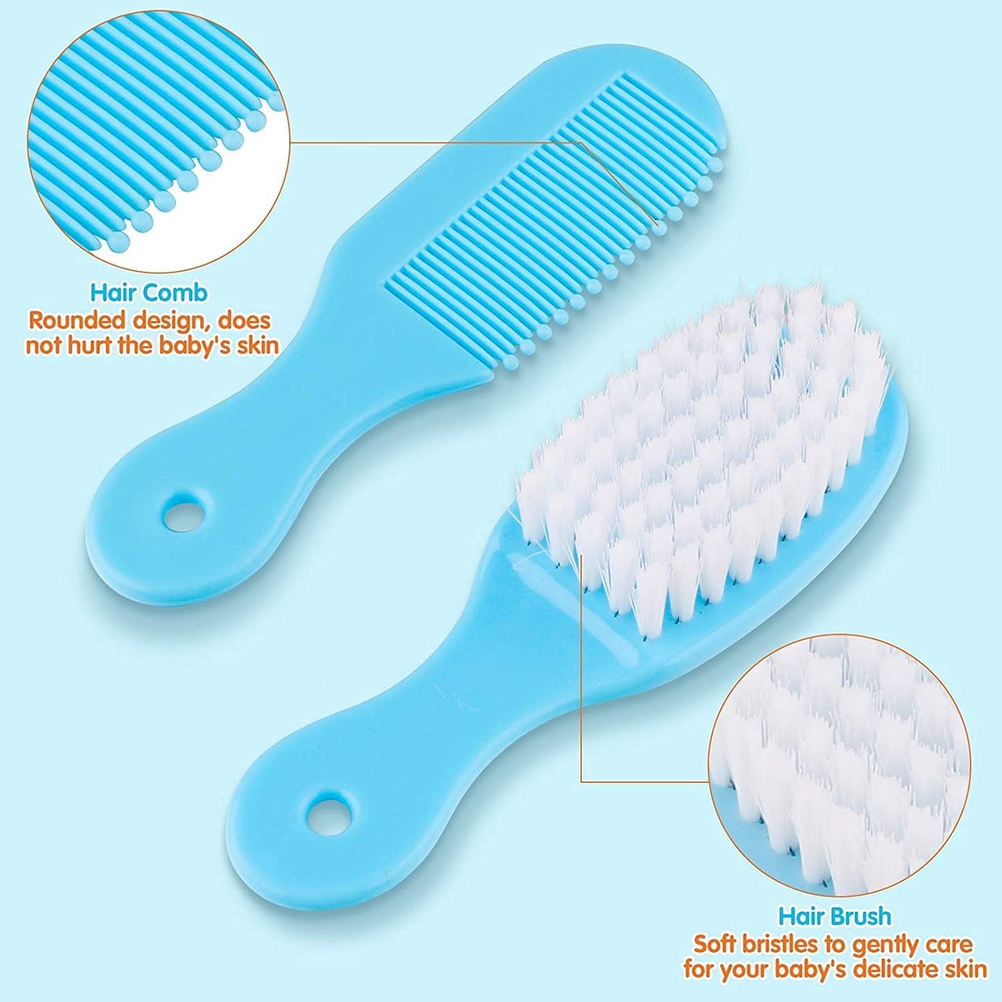 Manicure Grooming Kit for New Born Baby | 10 in 1 Healthcare Accessories Set to Keep Infants & Toddlers Clean | Perfect Nursery Gift with Hair, Nail, Ear Grooming Tools for Kids (Blue)