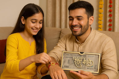 Rakhi Gift Envelope | Shagun Lifafa for ₹500 ₹200 ₹100 Note | Golden Raksha Bandhan Cash Cover for Brother Sister | Stylish Money Gift Box | Reusable Cash Gift Cover