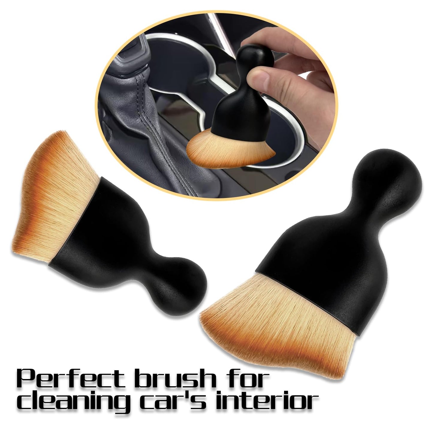 Car Interior Dust Brush,Auto Detailing Brushes,Soft Bristle Cleaning Brush,Car Detailing Brush Dusting Tool for Air Conditioner Vents, Leather,Leather,Scratch Free