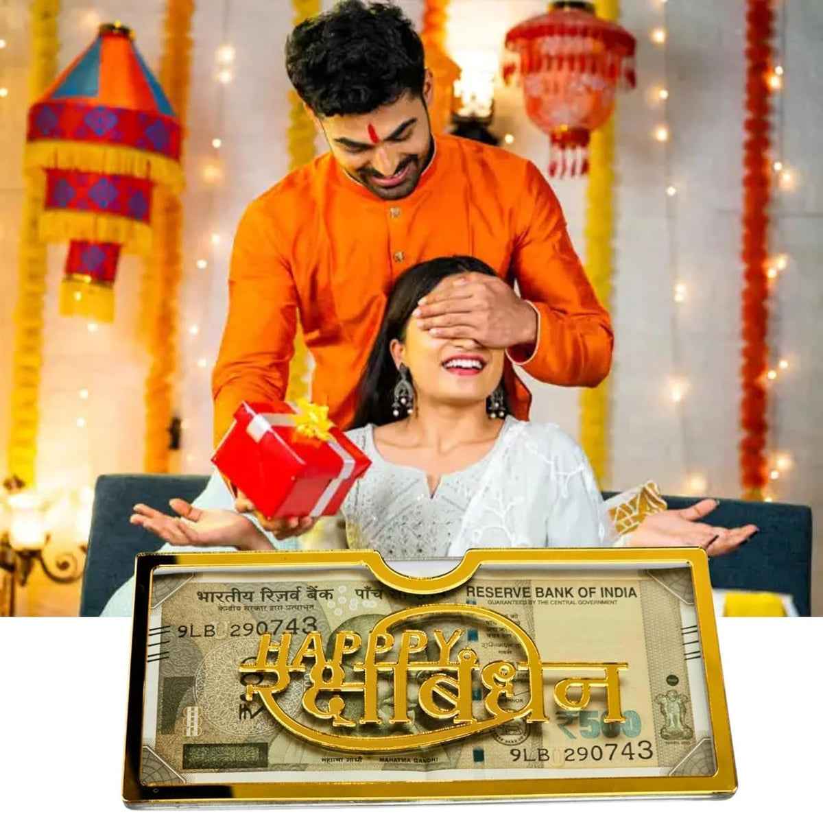 Rakhi Gift Envelope | Shagun Lifafa for ₹500 ₹200 ₹100 Note | Golden Raksha Bandhan Cash Cover for Brother Sister | Stylish Money Gift Box | Reusable Cash Gift Cover