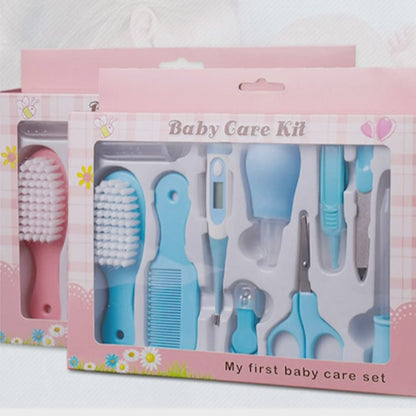 Manicure Grooming Kit for New Born Baby | 10 in 1 Healthcare Accessories Set to Keep Infants & Toddlers Clean | Perfect Nursery Gift with Hair, Nail, Ear Grooming Tools for Kids (Blue)