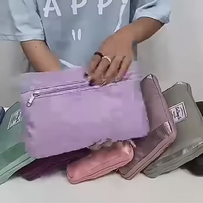 Oxford Fabric Large Capacity Travel Bag, Foldable Travel Bag, Expandable Travel Duffel Bag, Collapsible Waterproof Large Capacity Travel Handbag, Overnight Bag for Women, Purple