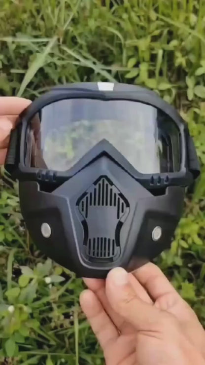 Goggle Mask - Anti-Scratch UV Protective Open Face Eyewear, Windproof Dirt Shield, Adjustable Strap, Soft Foam Padded, Detachable for Cycling, Bike, Racing, Unisex